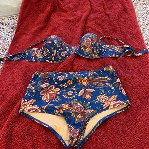 J. Crew Underwire/Hi Waisted Floral Pattern Bikini